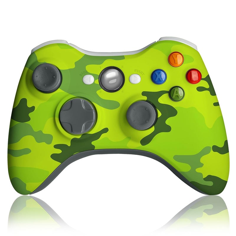 BUERTT Store Wireless Controller for Xbox 360, 2.4GHZ Game Joystick Controller Gamepad for Xbox 360 & Slim Console and PC Windows 7/8/10,No Audio Jack,Camo Green - Image 1